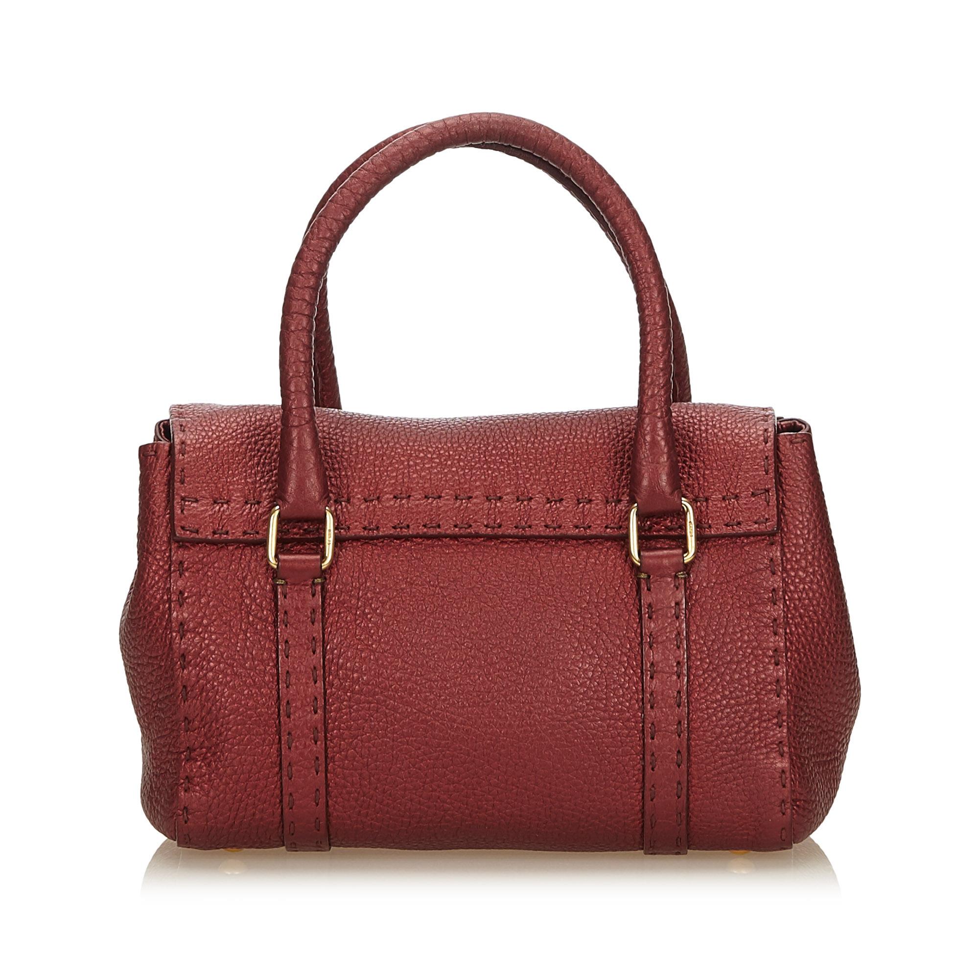 Brown Fendi Red Mini Linda Handbag For Sale