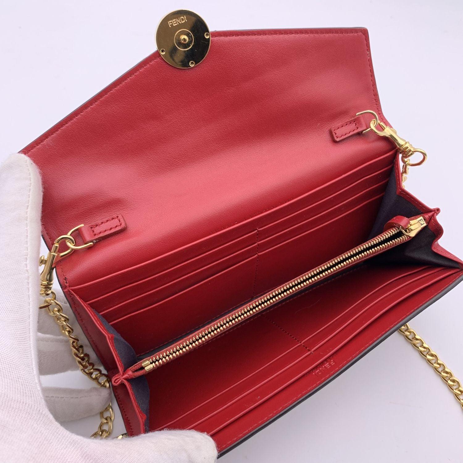 Fendi Red Monogram Leather Continental F is Fendi Wallet on Chain 2