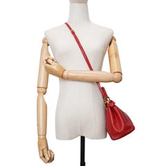 Fendi Red Nappa Leather Mini Peekaboo Bag Handbag with Strap