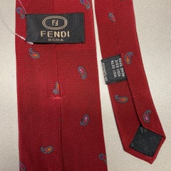 Corbata de seda FENDI Rojo Azul Marino Paisley