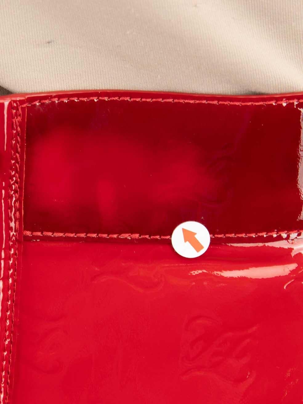 Women's Fendi Red Patent Leather Borsa FF Midi Skirt Size M