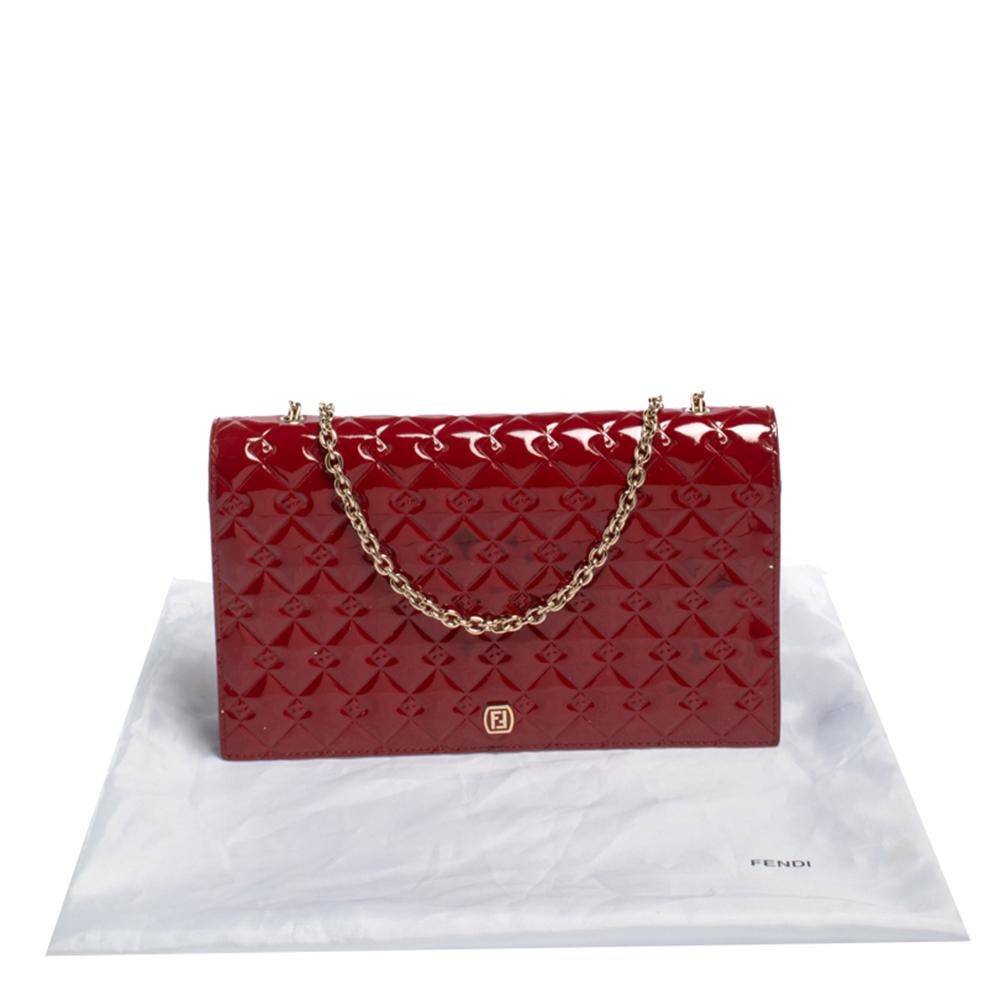 Fendi Red Patent Leather Fendilicious Wallet on Chain 1