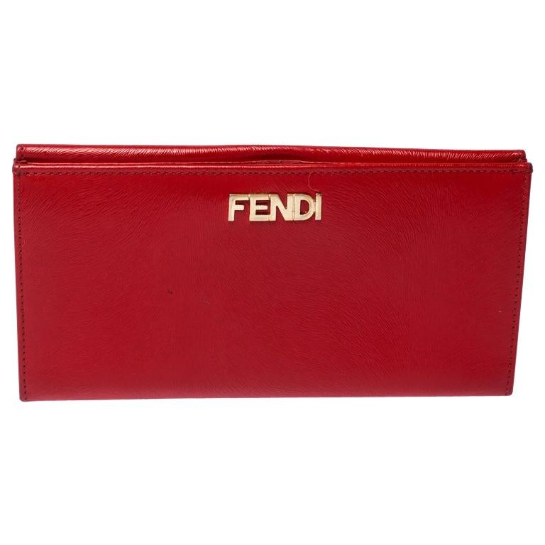 Fendi Red Patent Leather Flap Continental Wallet For Sale at 1stDibs