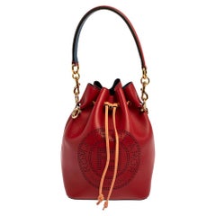 Fendi Red Perforated Leather Mini Mon Tresor Bucket Bag