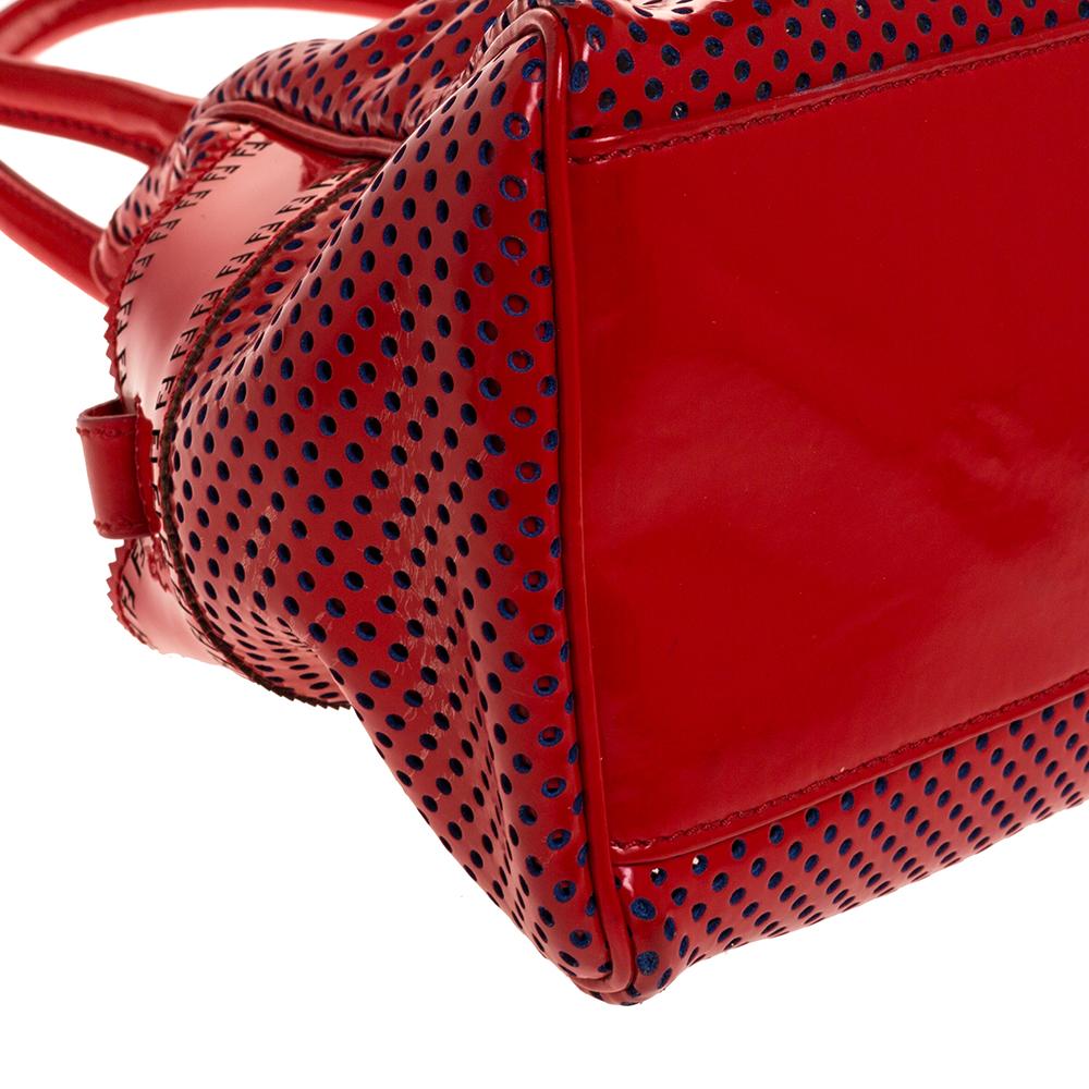 Fendi Red Perforated Patent Leather De Jour Tote 3