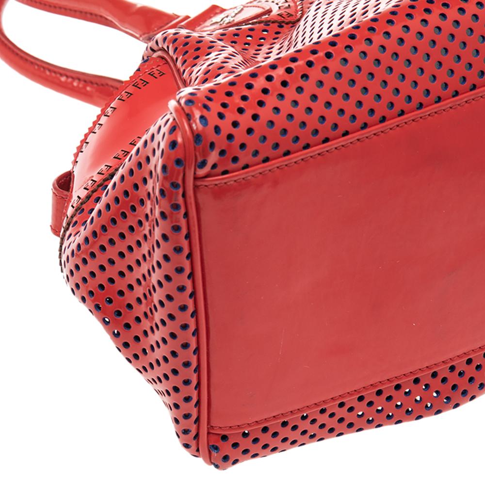 Fendi Red Perforated Patent Leather De Jour Tote 6