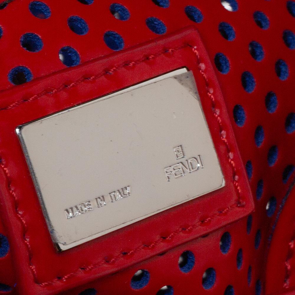 Fendi Red Perforated Patent Leather De Jour Tote In Good Condition In Dubai, Al Qouz 2