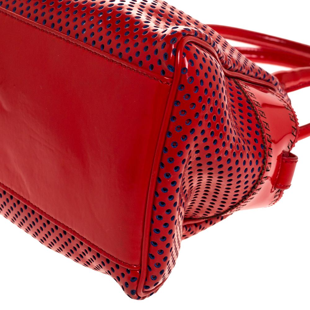 Fendi Red Perforated Patent Leather De Jour Tote 2