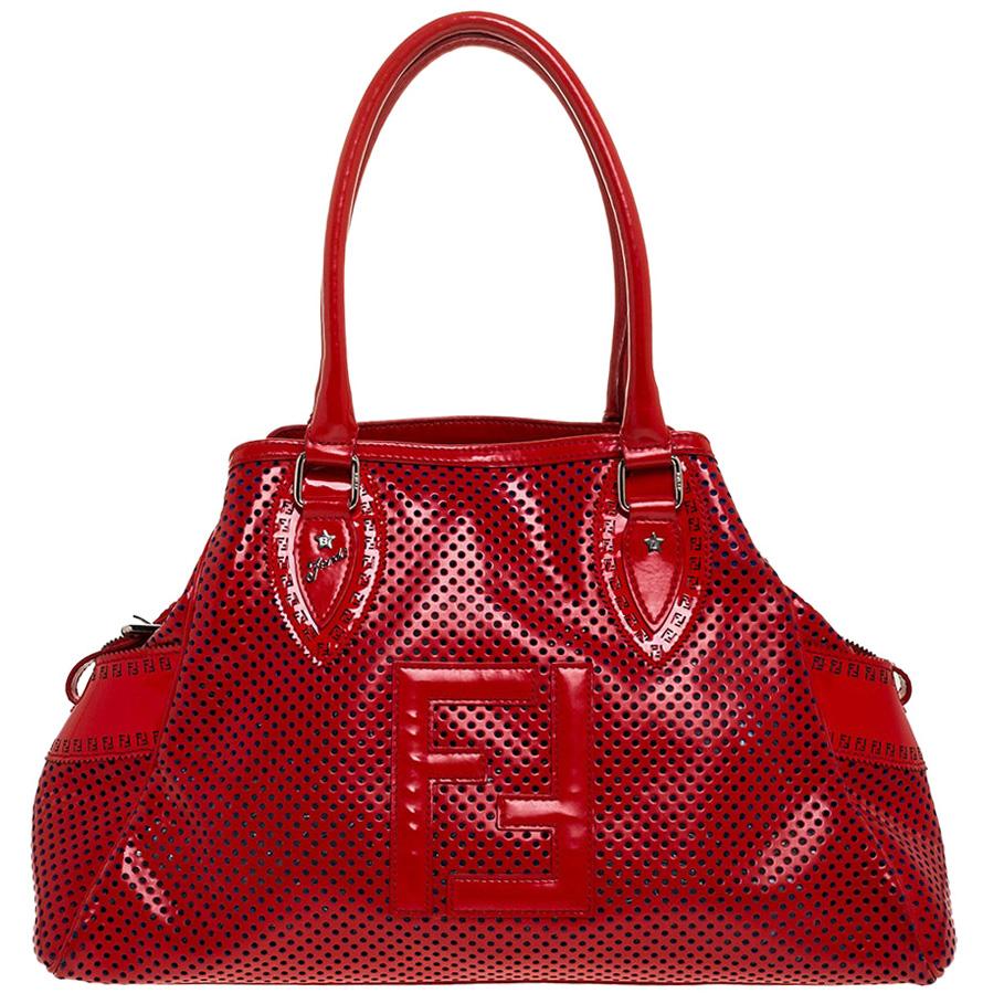 Fendi Red Perforated Patent Leather De Jour Tote at 1stDibs | fendi red bag,  red fendi bag, fendi patent leather bag