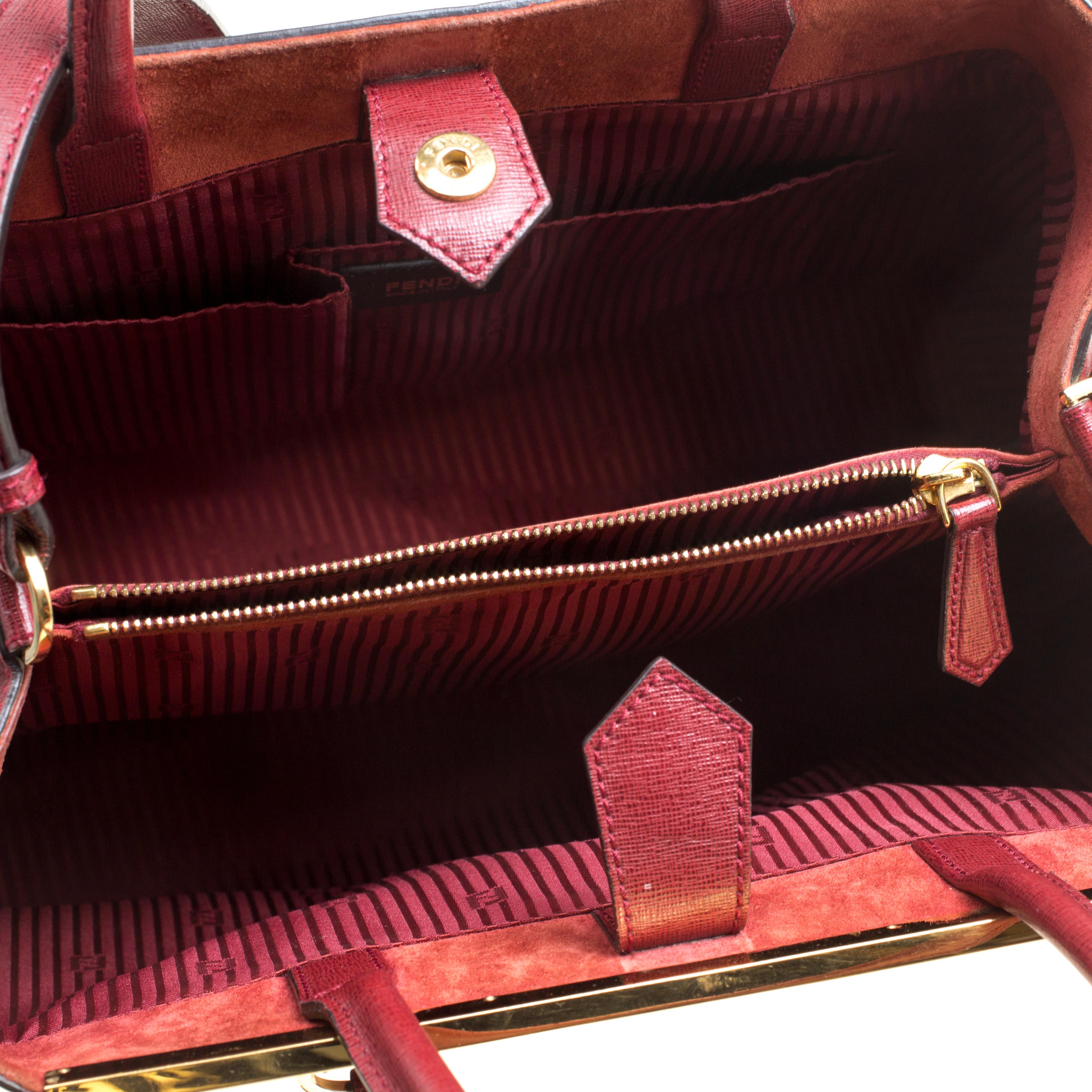 Fendi Red Saffiano Leather 2Jours Tote 2