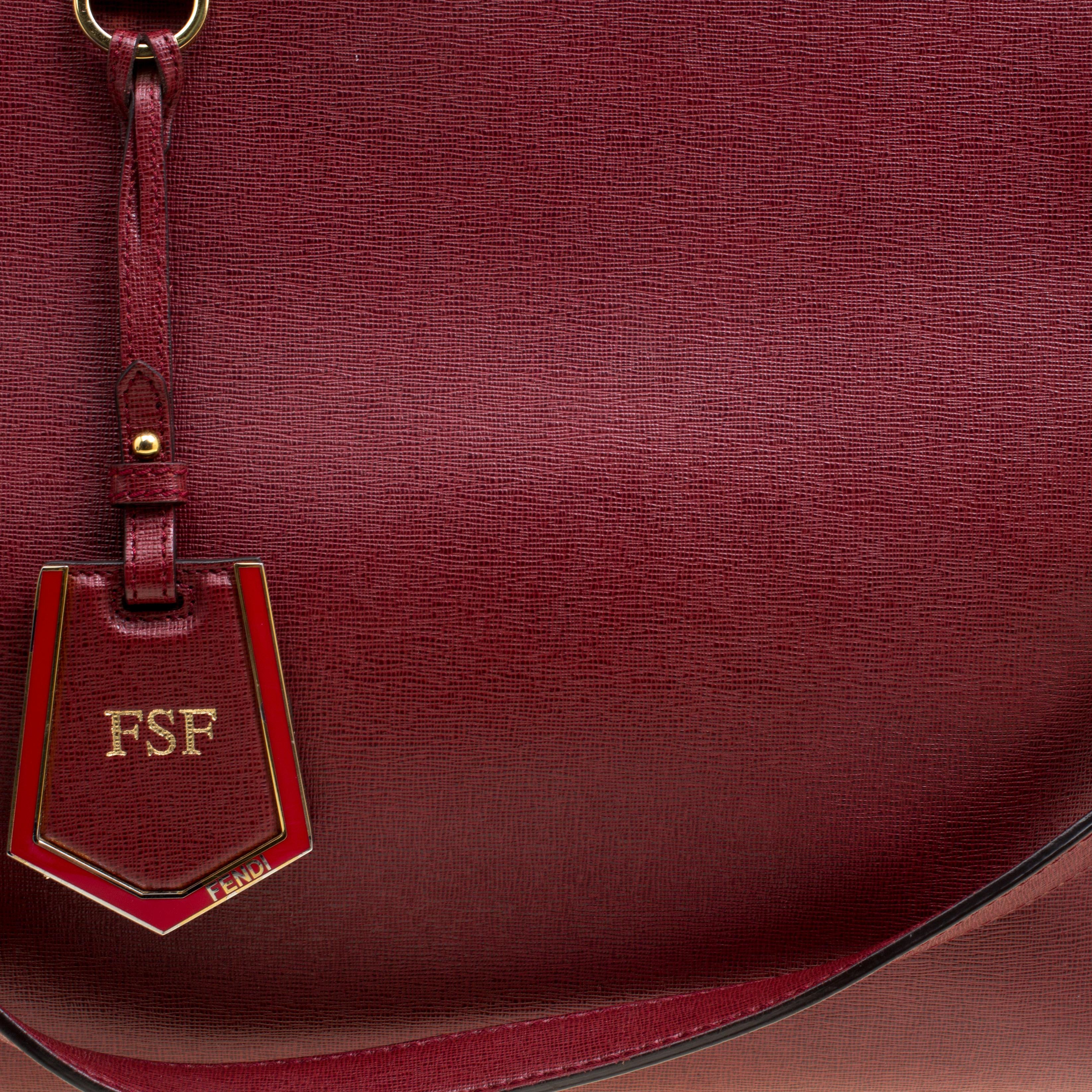 Fendi Red Saffiano Leather 2Jours Tote 4
