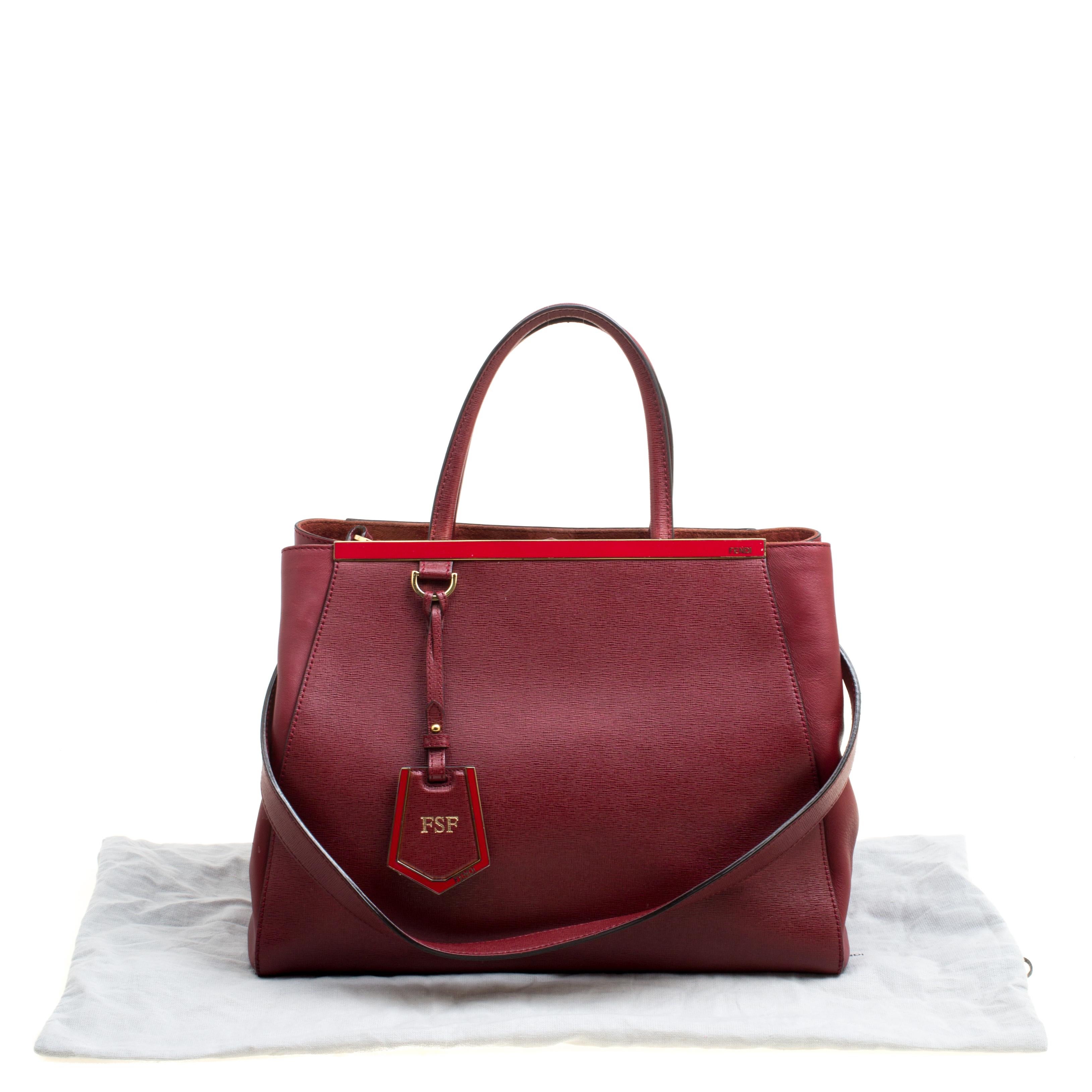 Fendi Red Saffiano Leather 2Jours Tote 5