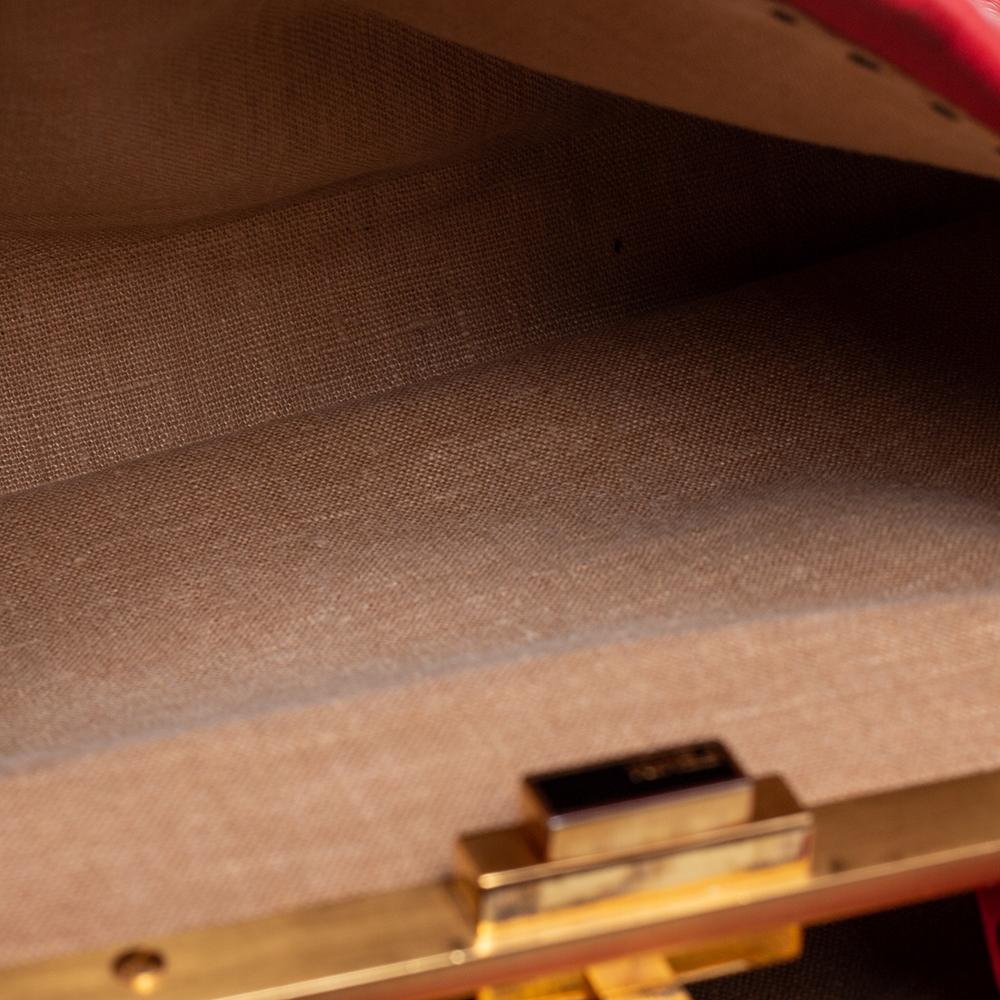 Fendi Red Selleria Leather Medium Peekaboo Top Handle Bag 4