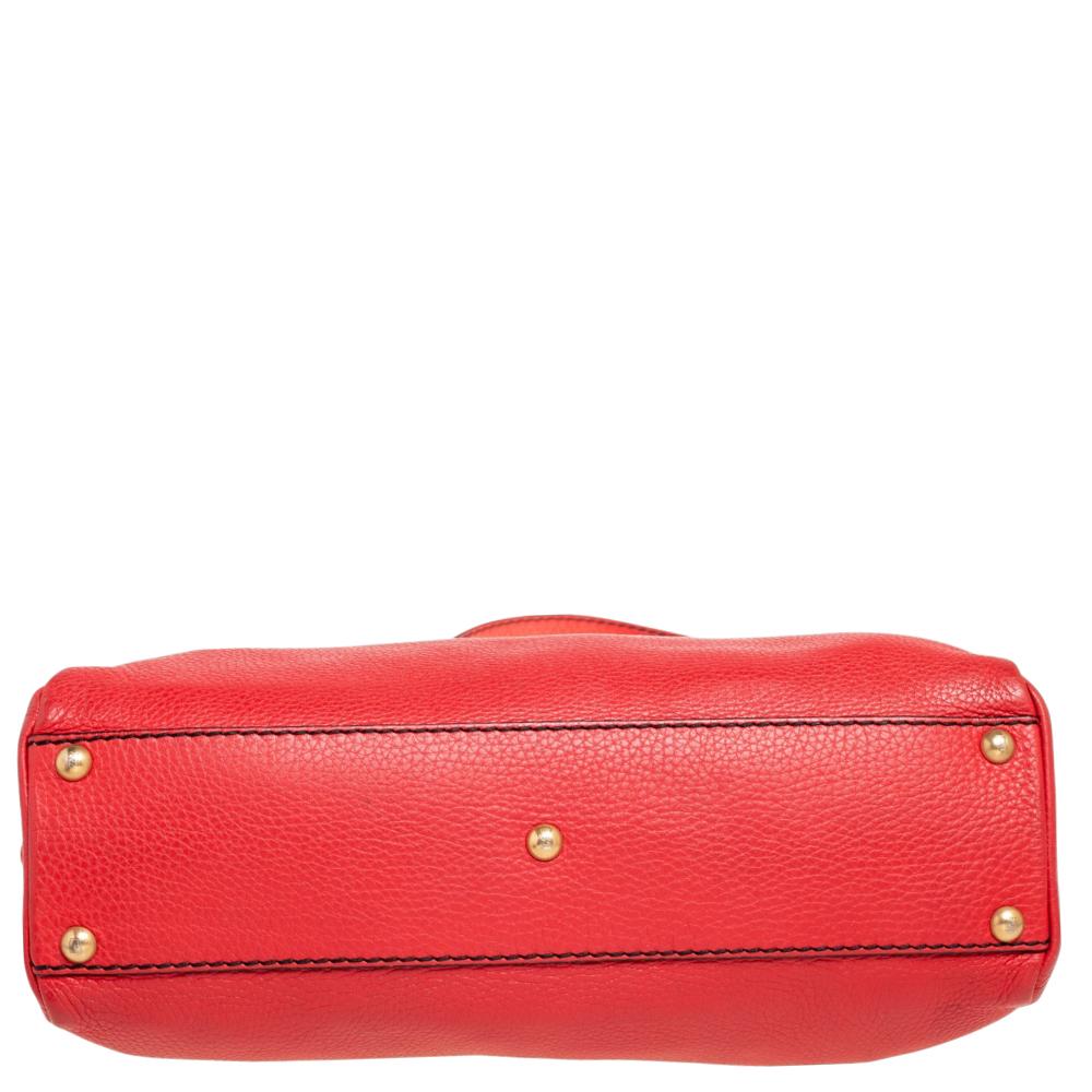 Fendi Red Selleria Leather Medium Peekaboo Top Handle Bag 7