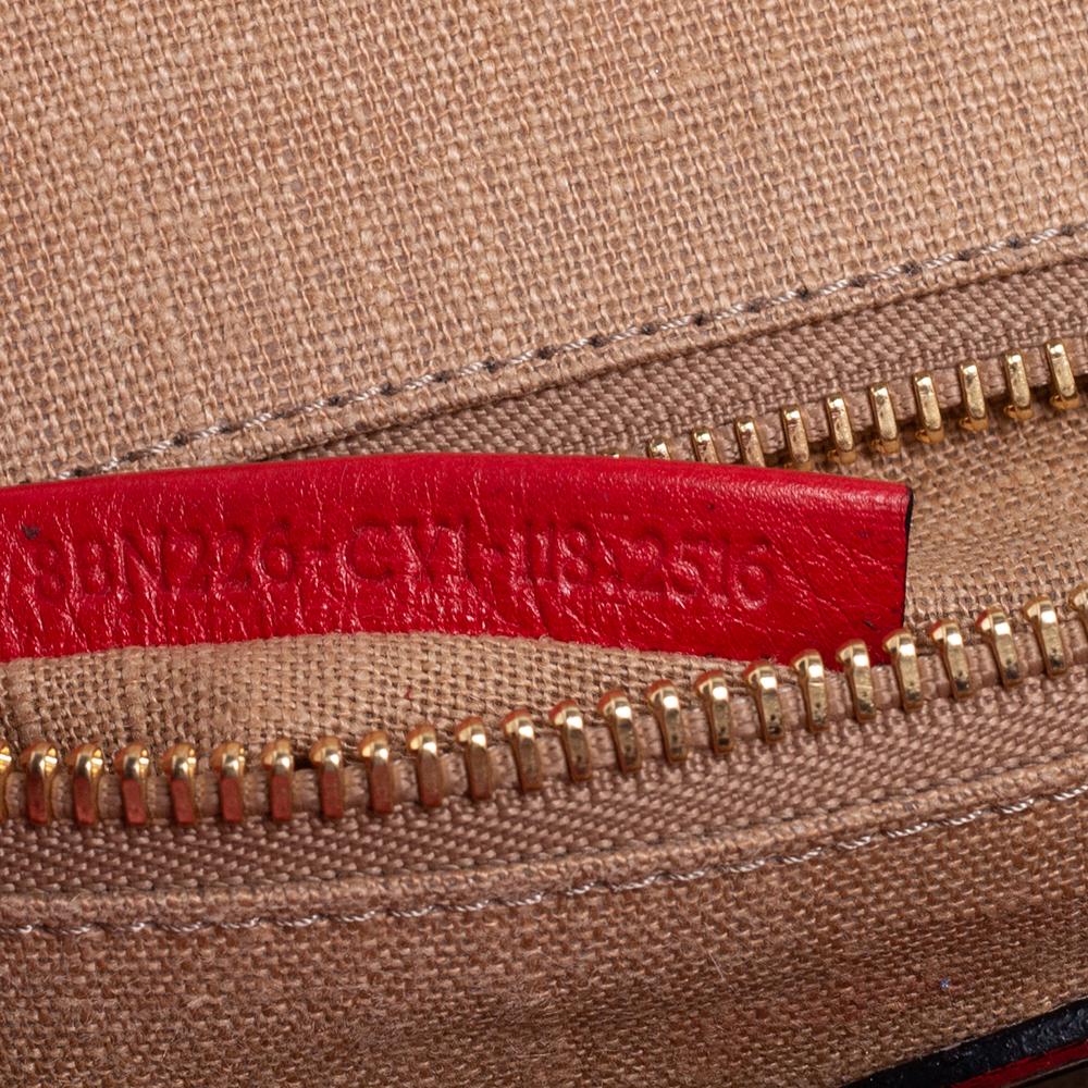 Fendi Red Selleria Leather Medium Peekaboo Top Handle Bag 1