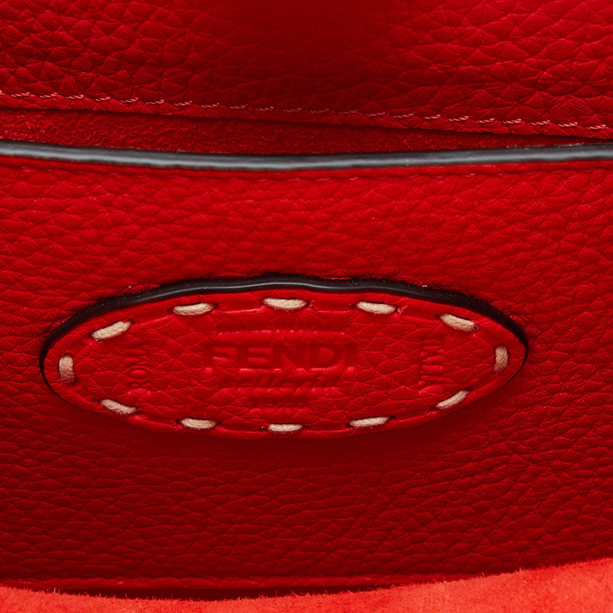 Fendi Red Selleria Leather Small Peekaboo ISeeU Top Handle Bag 5