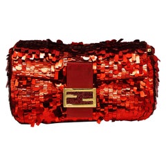 Fendi Red Sequence and Leather Clutch