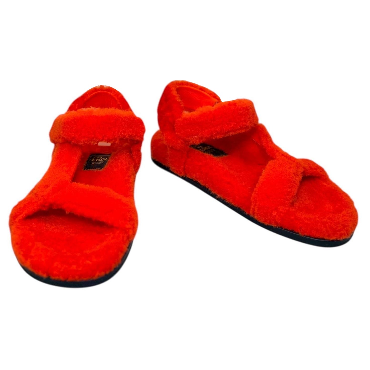 Fendi Red Shearling Flat Sandals, Italy, Size 40 For Sale