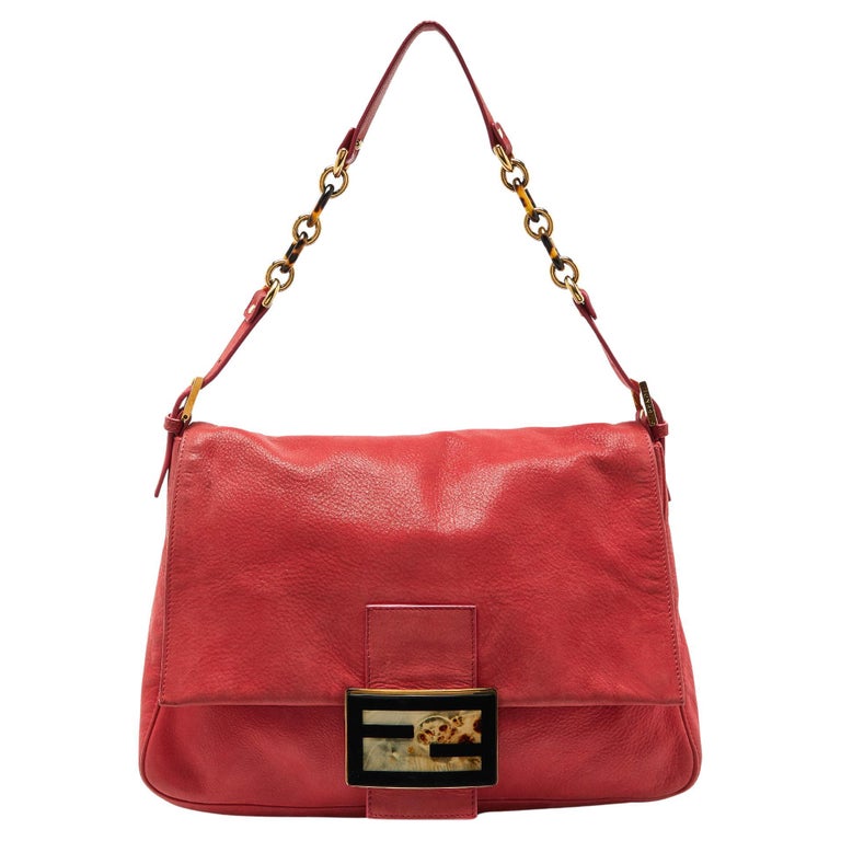 Fendi Red Shimmer Leather Mama Forever Shoulder Bag For Sale at
