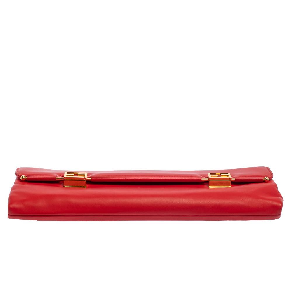 Fendi Red Soft Leather Long Clutch 5