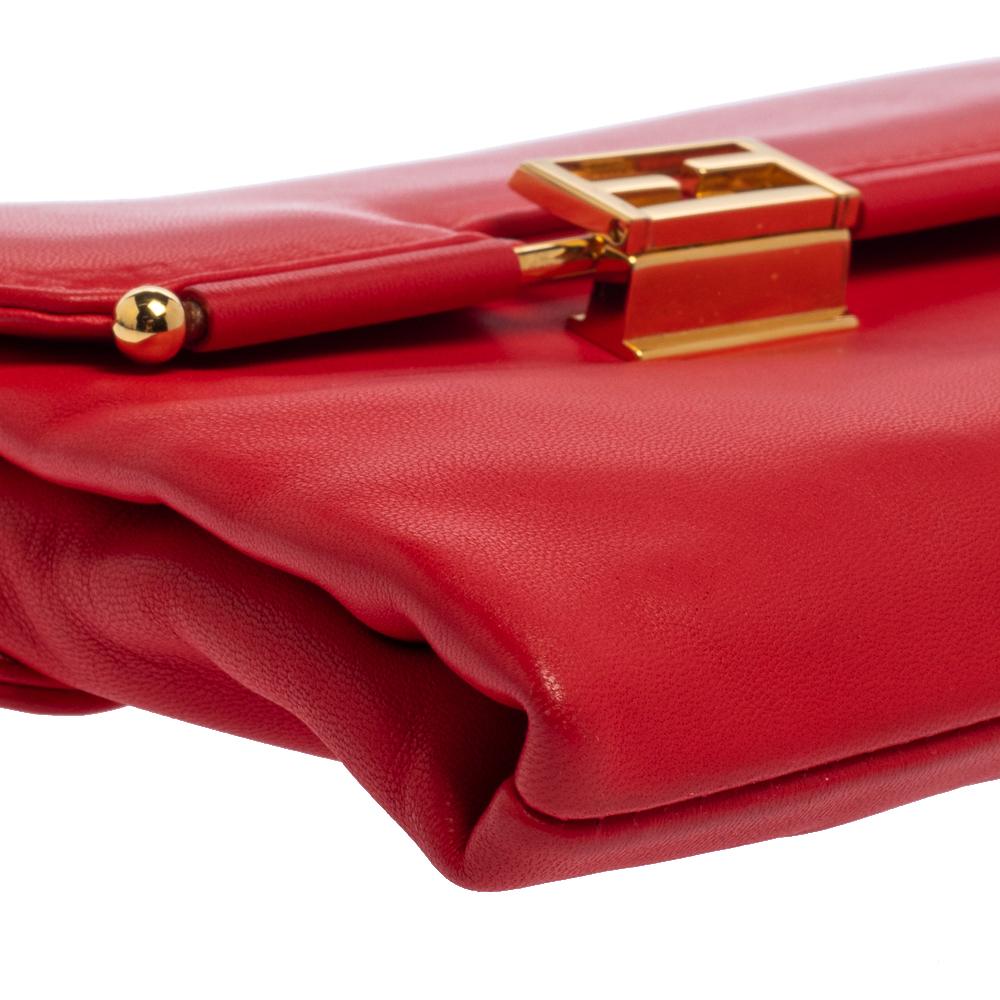 Fendi Red Soft Leather Long Clutch 2