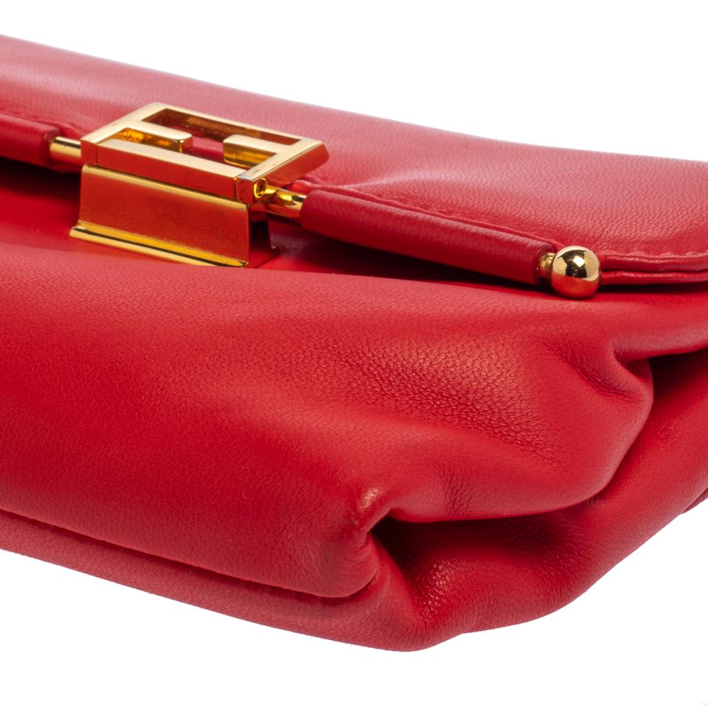 Fendi Red Soft Leather Long Clutch 3