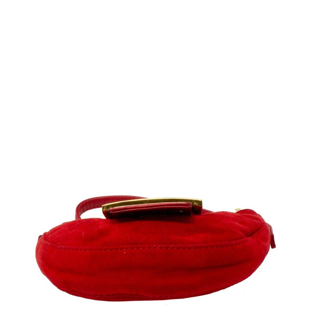 Fendi Red Suede Croissant In Excellent Condition For Sale In Atlanta, GA