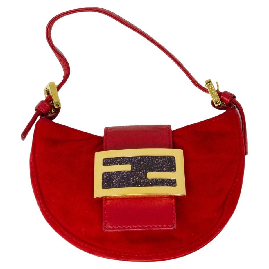 Fendi Red Suede Croissant For Sale