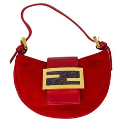 Used Fendi Red Suede Croissant