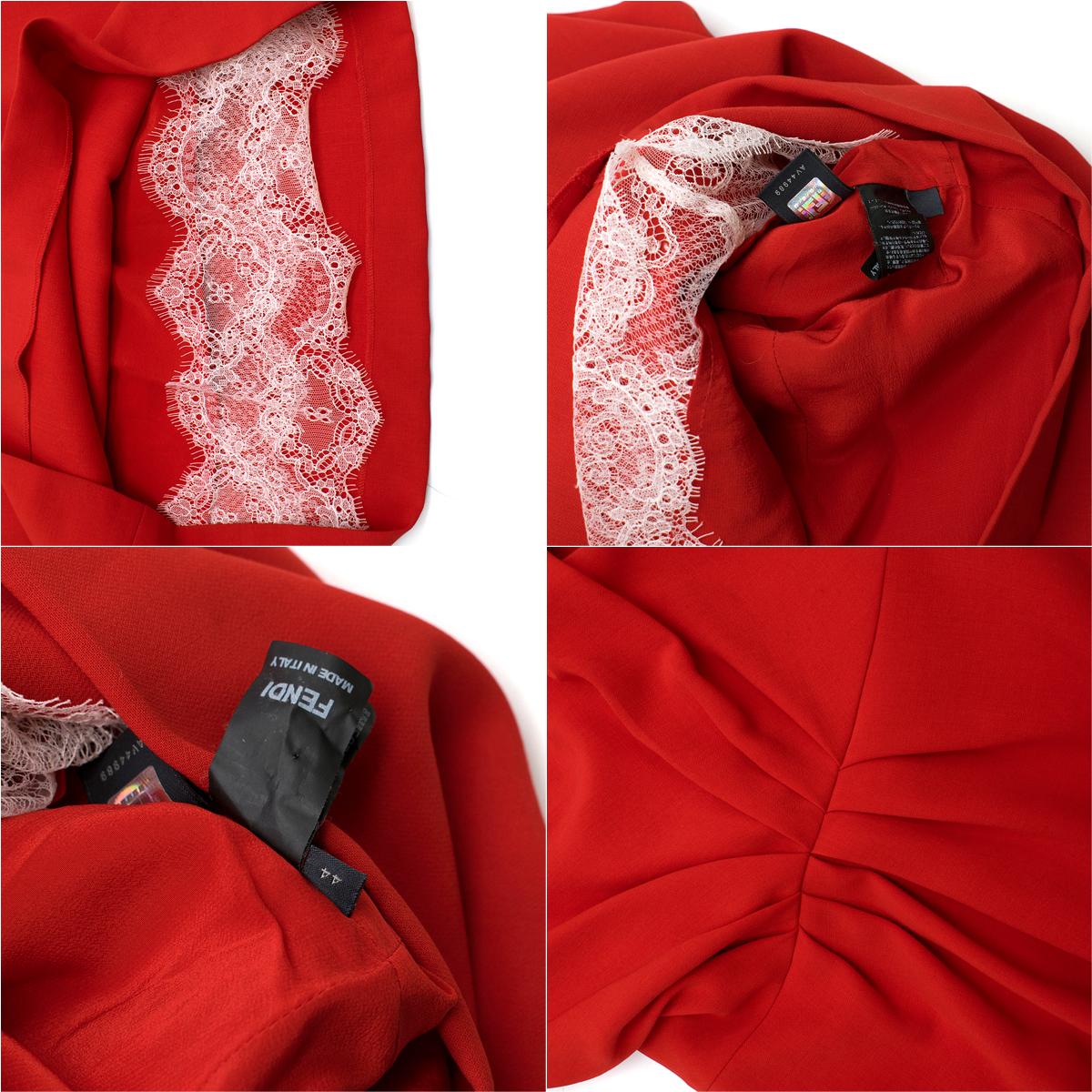 Fendi Red V-Neck Mini Dress - Size US 8 For Sale 3