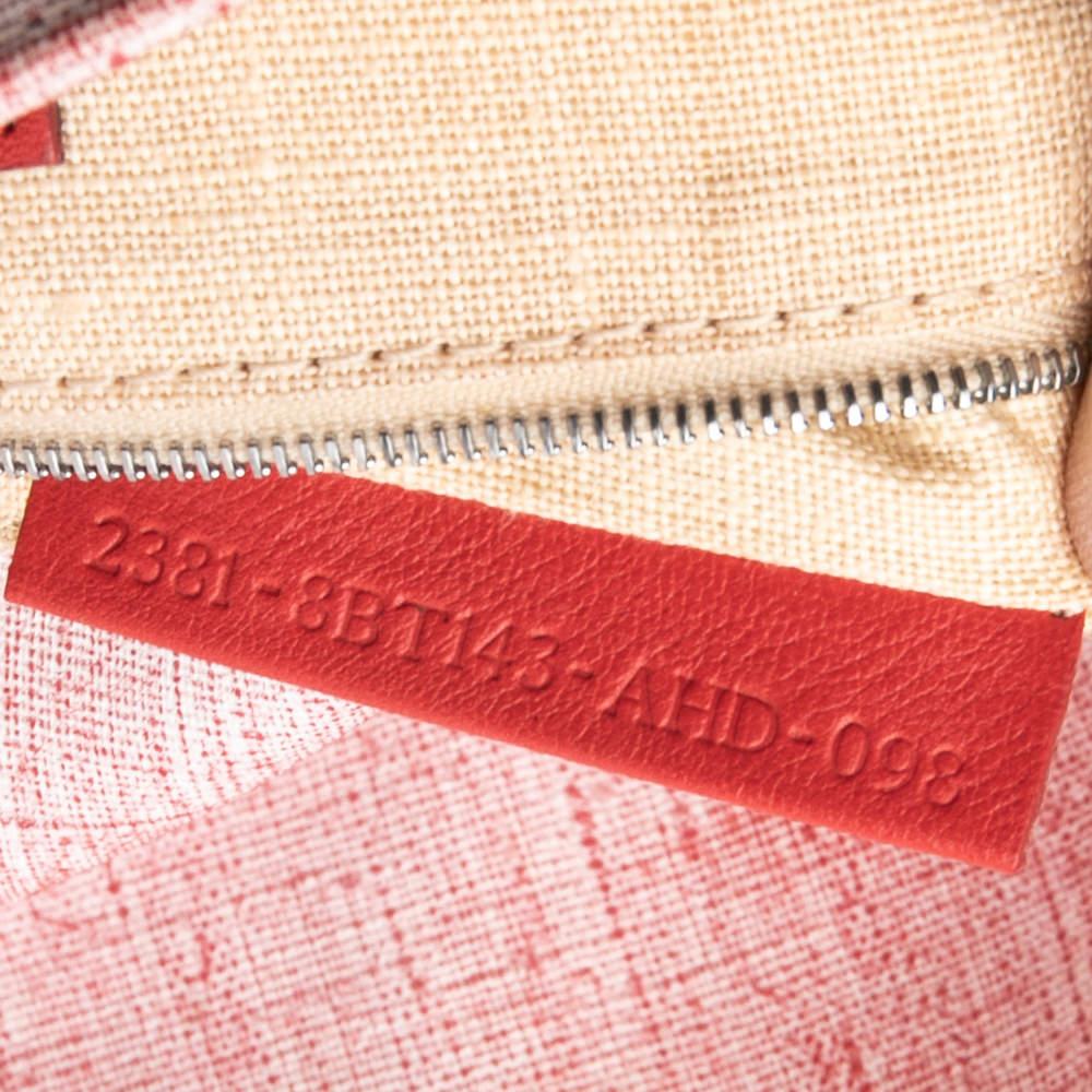Fendi Red/White Canvas and Leather Maxi Baguette Embellished Shoulder Bag For Sale 4