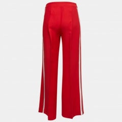 Fendi Red Wool Crepe Side Stripe Detail Wide-Leg Trousers S