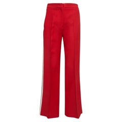 Fendi Red Wool Crepe Side Stripe Detail Wide-Leg Trousers S