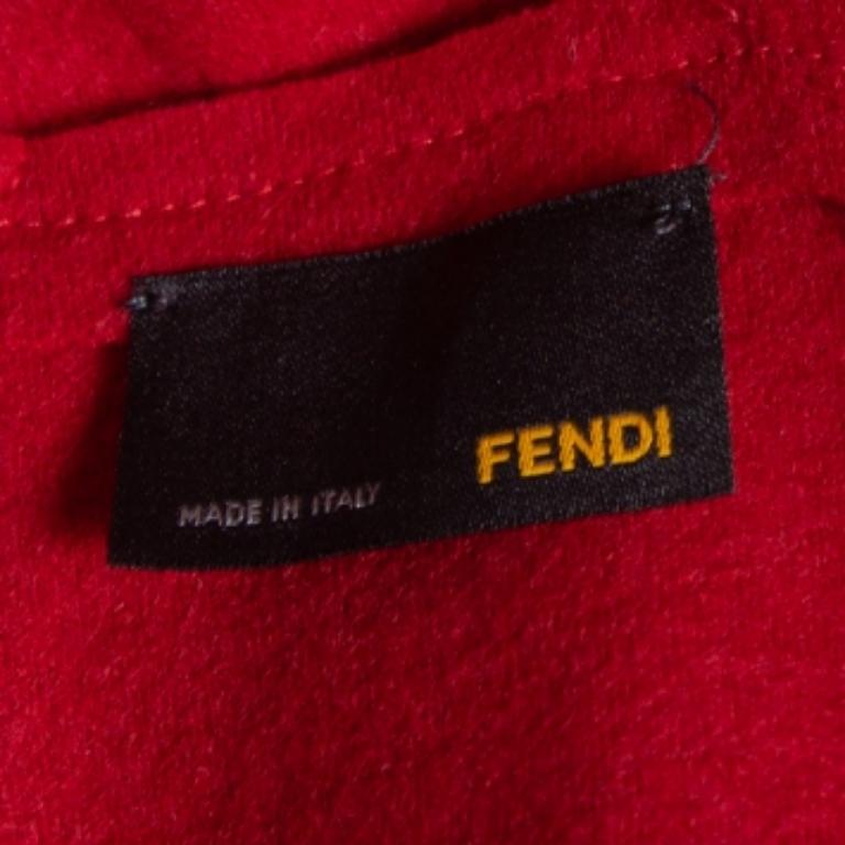 De las mujeres Fendi Top rojo de manga corta con detalles de lana y piel S en venta
