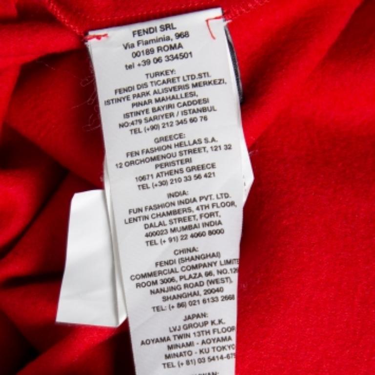 Fendi Top rojo de manga corta con detalles de lana y piel S en venta 1