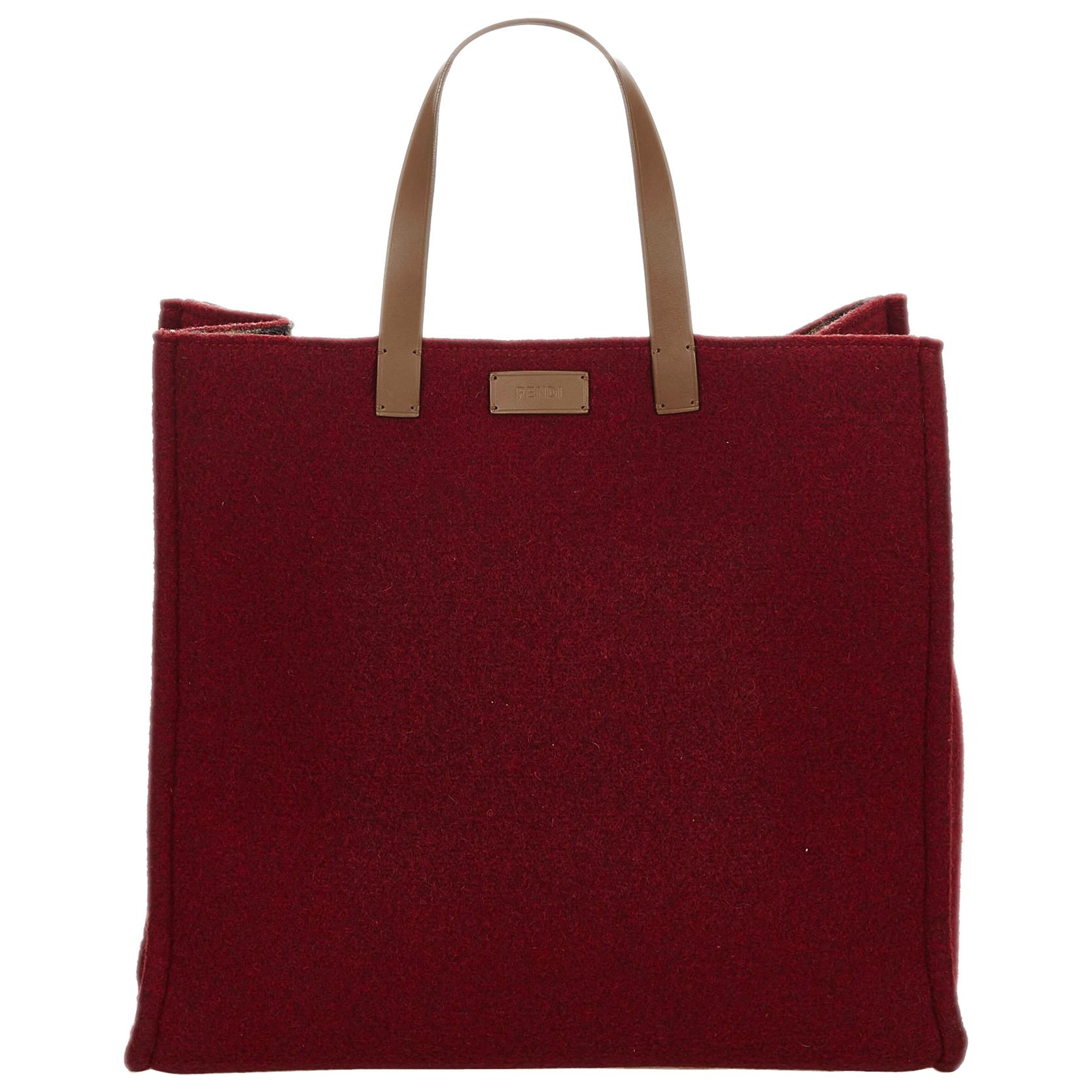 Fendi Red Wool Tote Bag
