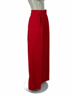 Fendi Red Wool Wide Leg Tailored Trousers Size L