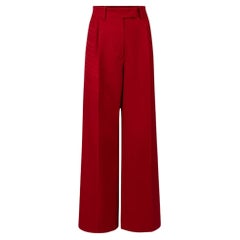 Fendi Red Wool Wide Leg Tailored Trousers Size L