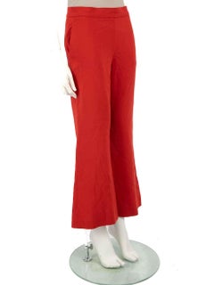 Fendi Red Wool Wide Leg Trousers Size S