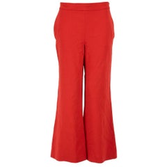 Fendi Red Wool Wide Leg Trousers Size S