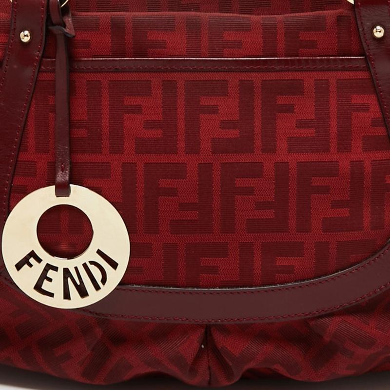 Fendi Red Zucca Canvas And Leather Chef Shoulder Bag 7