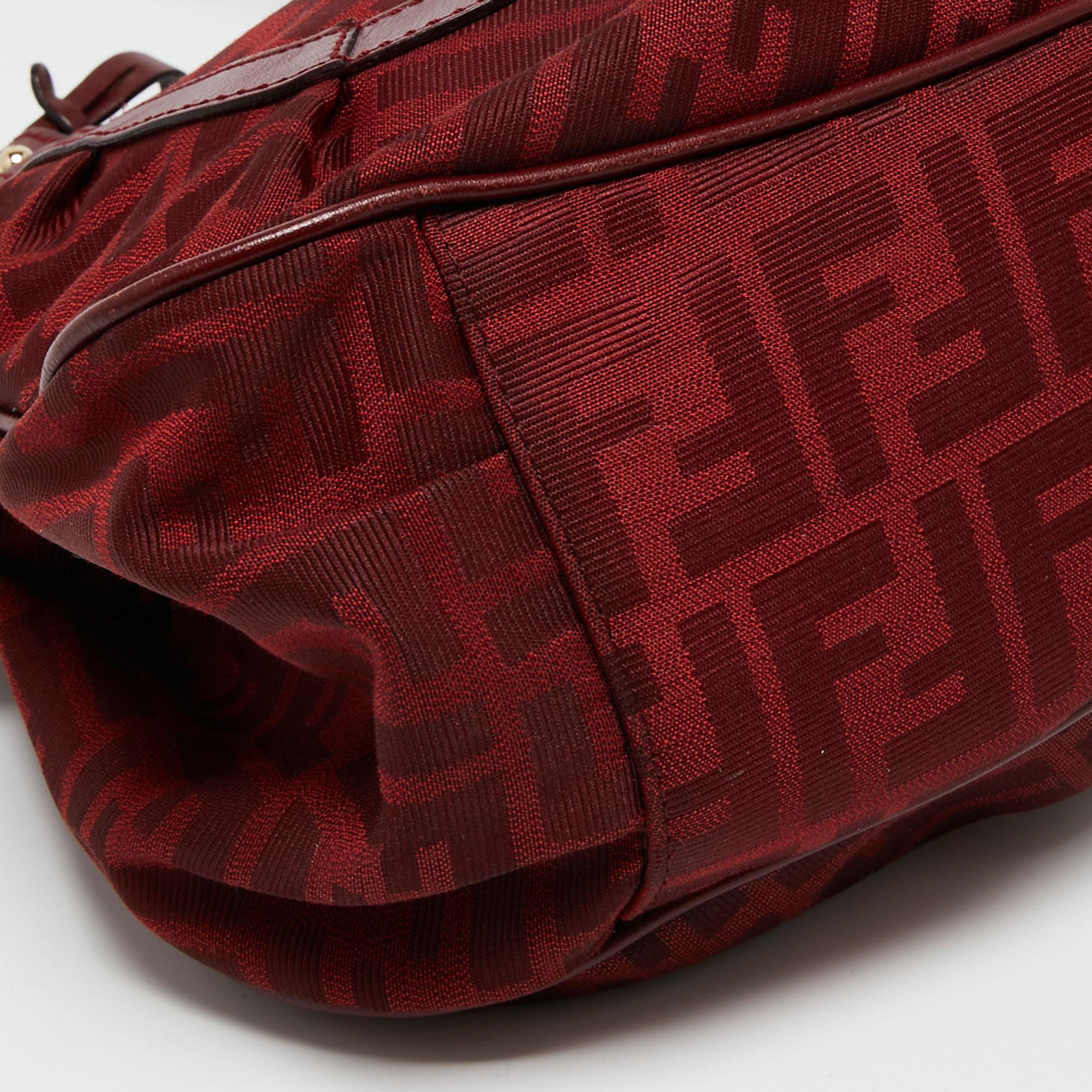 Fendi Red Zucca Canvas And Leather Chef Shoulder Bag 2