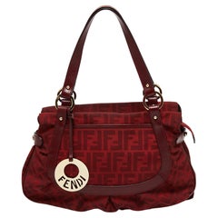 Fendi Red Zucca Canvas And Leather Chef Shoulder Bag