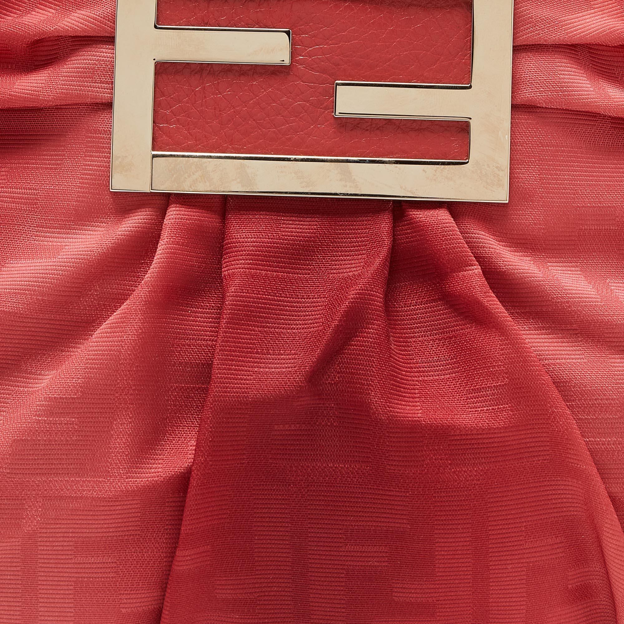 Fendi Red Zucca Canvas and Leather Small Mia Hobo 1