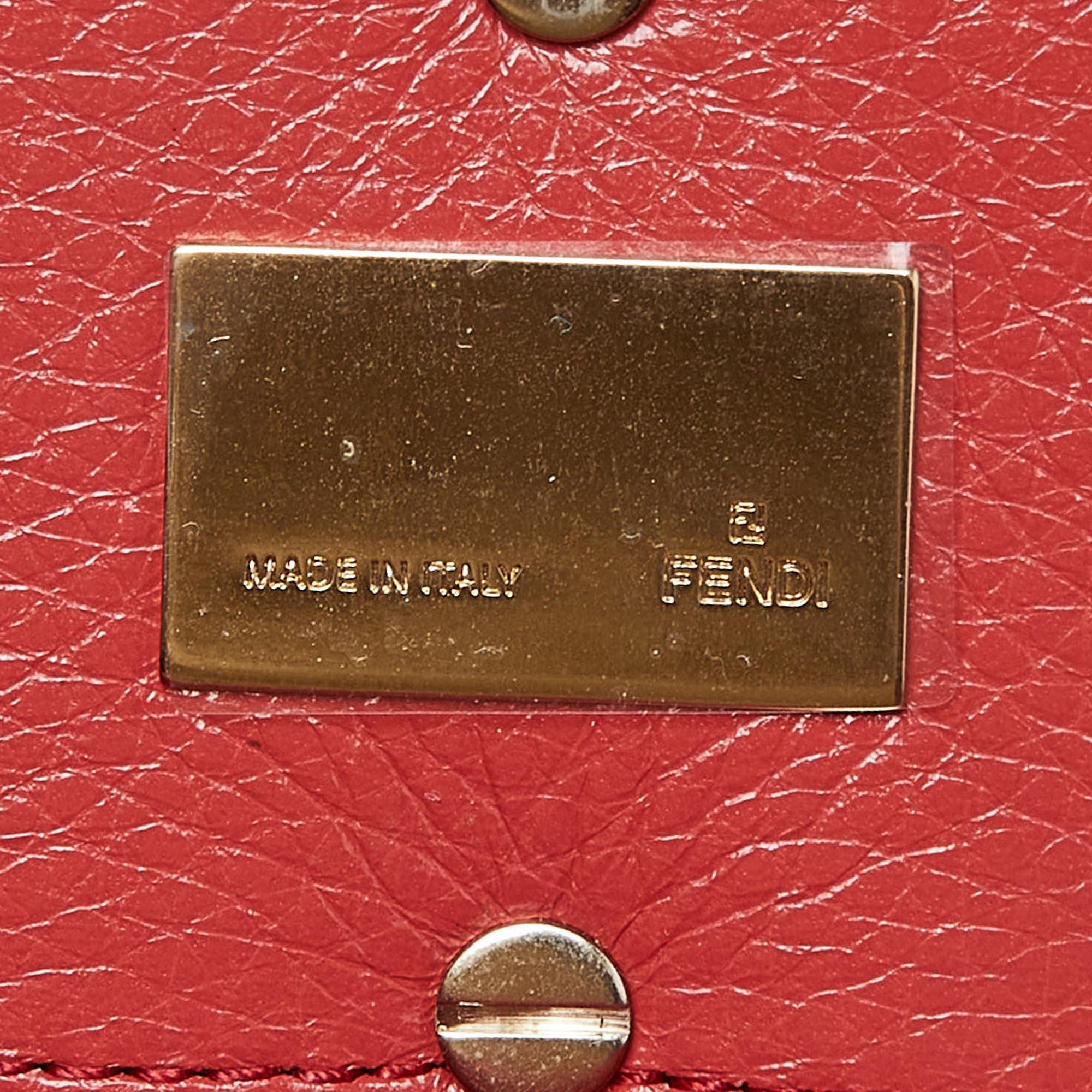 Fendi Red Zucca Canvas and Leather Small Mia Hobo 4