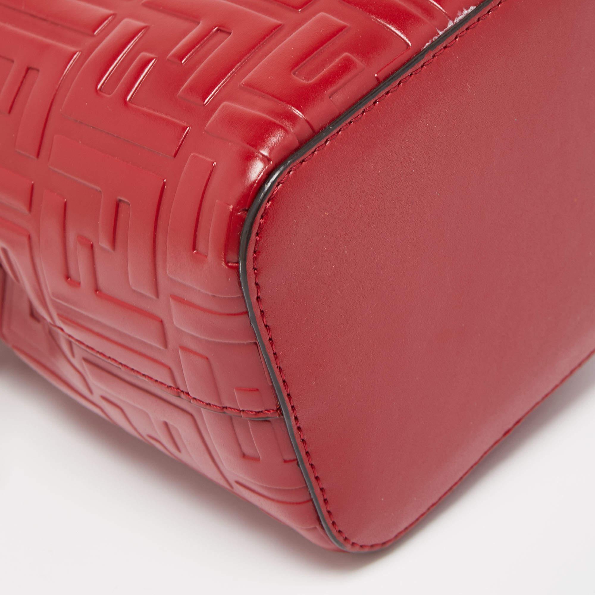 Fendi Red Zucca Leather Mini Mon Tresor Bucket Bag 2