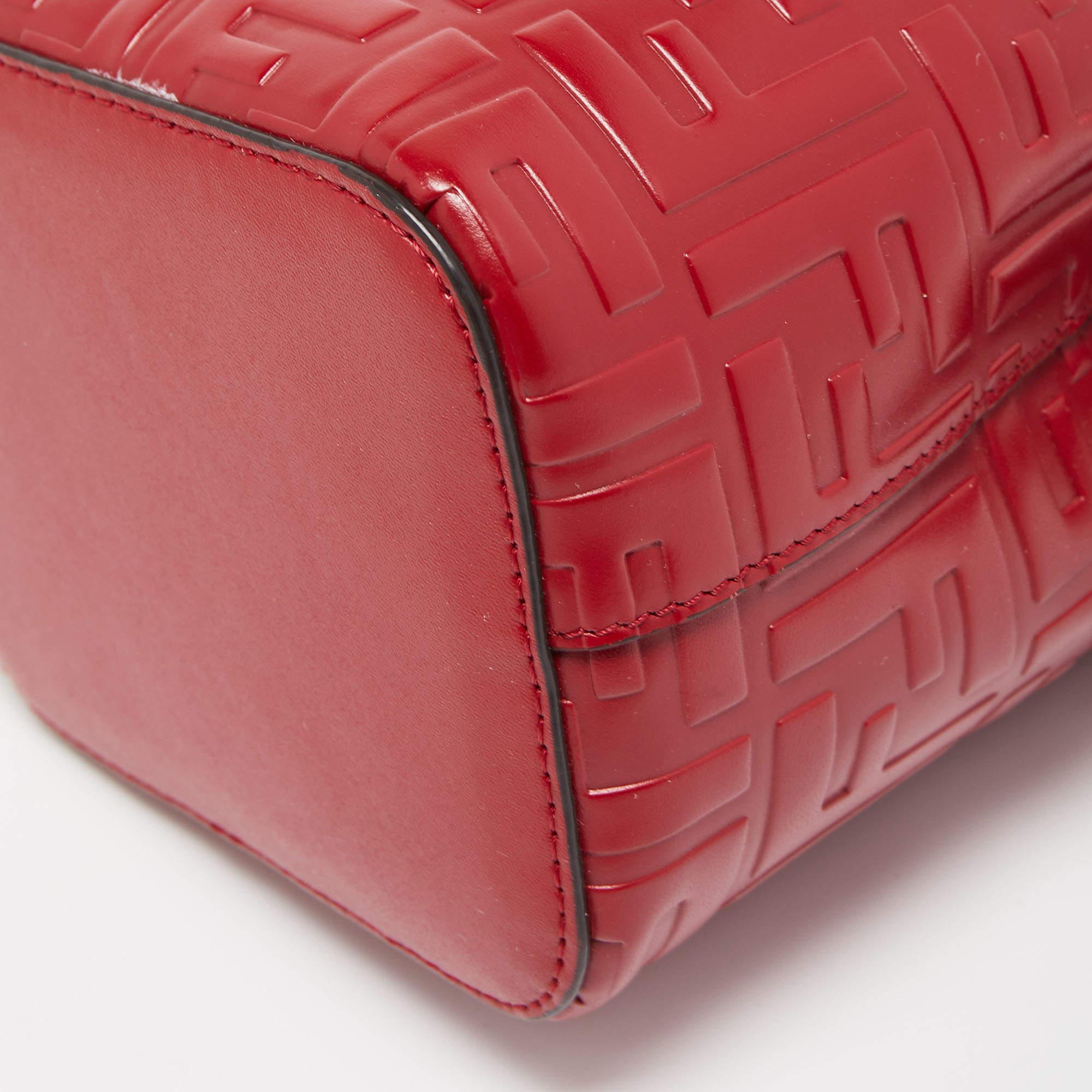 Fendi Red Zucca Leather Mini Mon Tresor Bucket Bag 3