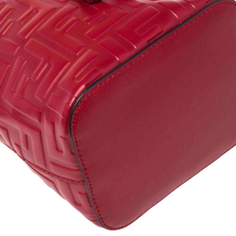 Fendi Red Zucca Leather Mini Mon Tresor Drawstring Bucket Bag 1