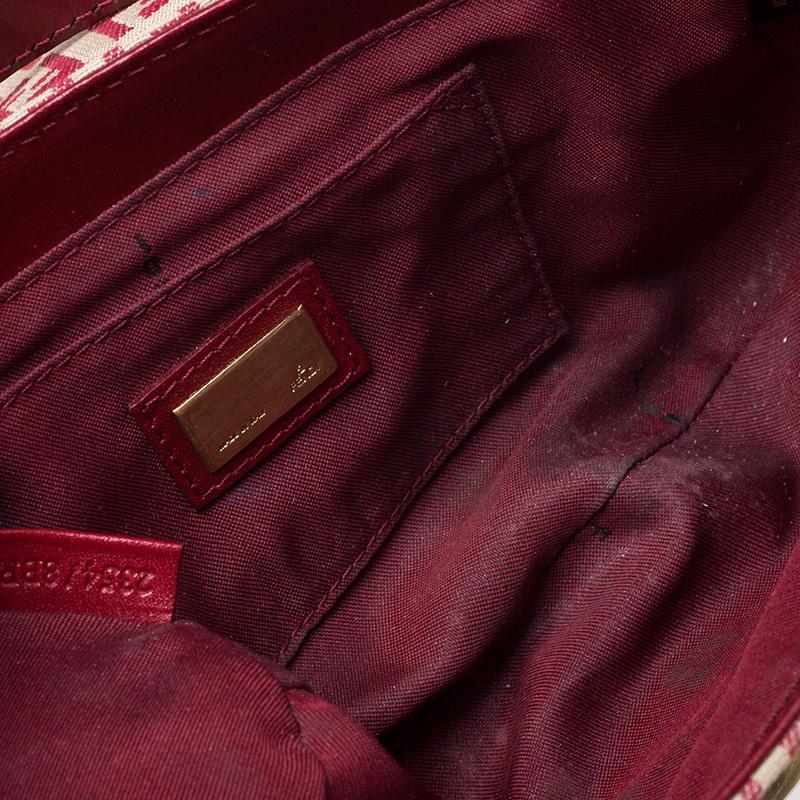 Women's Fendi Red Zucchino Canvas and Leather Compilation Shoulder Bag