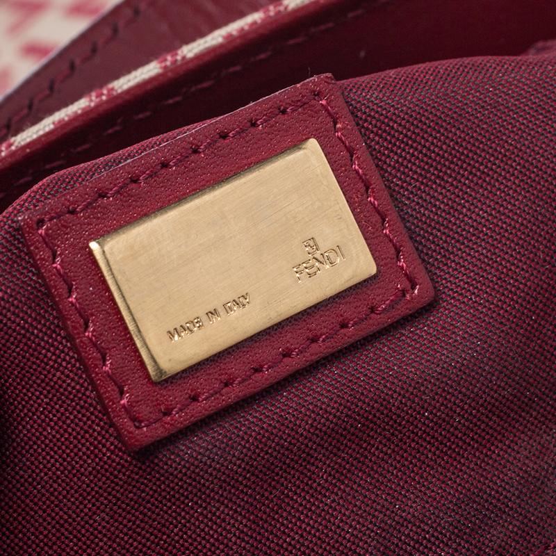 Fendi Red Zucchino Canvas and Leather Compilation Shoulder Bag 1